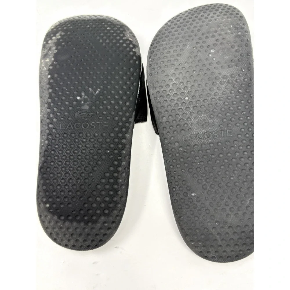 Lacoste Slide Sandals Mens Black Green Crocodile Logo Sporty Casual Shoes SZ 7